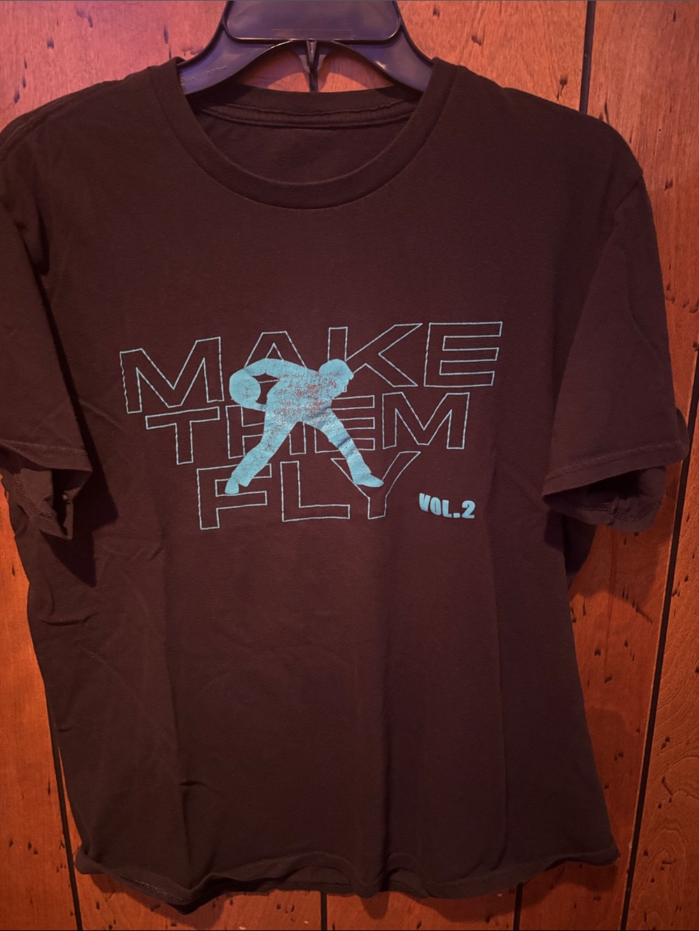 Make Them Fly Vol.2 Graphic Men’s T-Shirt — Black with Teal Print